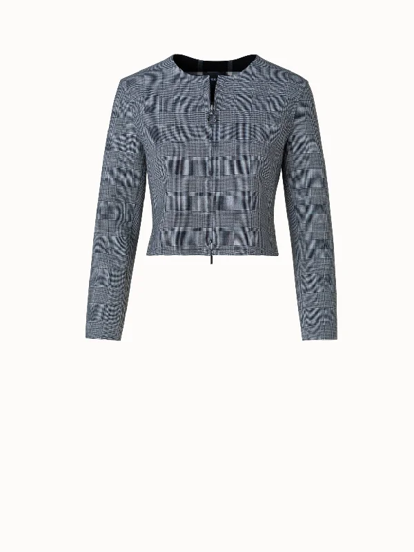 Women's cropped leather jackets with a fringe detail for a western - inspired outfitReversible Checked Wool Double-Face Jacket Women's cropped leather jackets with a fringe detail for a western - inspired outfitReversible Checked Wool Double-Face Jacket