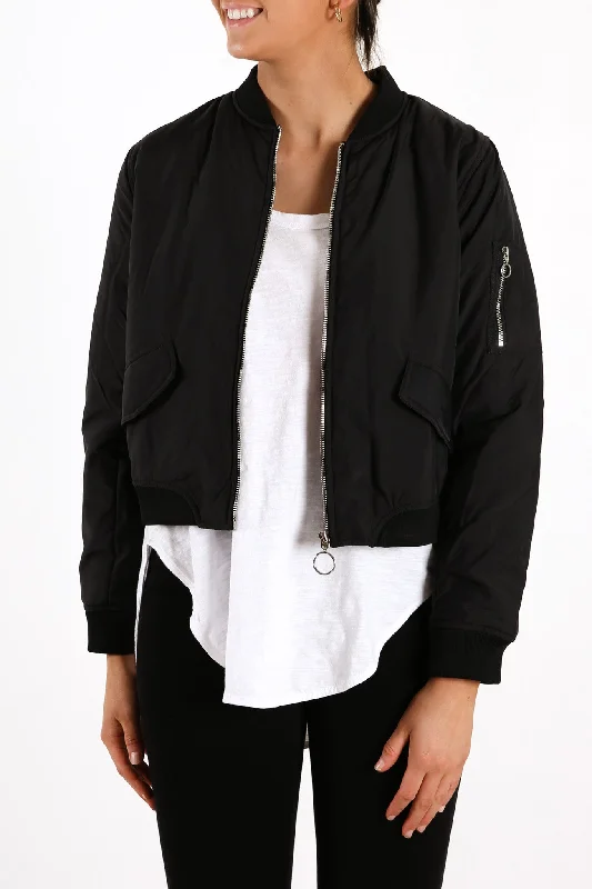 Women's pea coats in a plus - size fit for a flattering and warm winter coatZoe Bomber Jacket Black Women's pea coats in a plus - size fit for a flattering and warm winter coatZoe Bomber Jacket Black