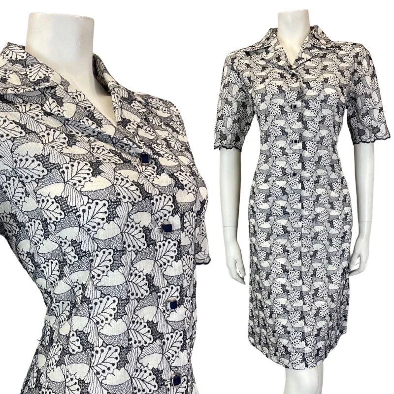 Empire Waist Women Dress to Accentuate the Bust and Conceal the Waist Empire Waist Women Dress to Accentuate the Bust and Conceal the Waist VINTAGE 60s 70s BLACK WHITE EMBROIDERED LEAFY FLORAL MOD SHIRT DRESS 12 14 Empire Waist Women Dress to Accentuate the Bust and Conceal the Waist Empire Waist Women Dress to Accentuate the Bust and Conceal the Waist VINTAGE 60s 70s BLACK WHITE EMBROIDERED LEAFY FLORAL MOD SHIRT DRESS 12 14