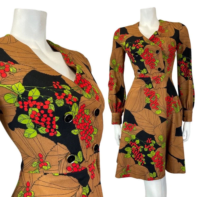 Wrap - Style Women Dress with Adjustable Fit for All Body Types Wrap - Style Women Dress with Adjustable Fit for All Body Types VINTAGE 60s 70s BROWN BLACK RED LEAFY BERRY MOD FIT & FLARE SHORT DRESS 6 8 Wrap - Style Women Dress with Adjustable Fit for All Body Types Wrap - Style Women Dress with Adjustable Fit for All Body Types VINTAGE 60s 70s BROWN BLACK RED LEAFY BERRY MOD FIT & FLARE SHORT DRESS 6 8