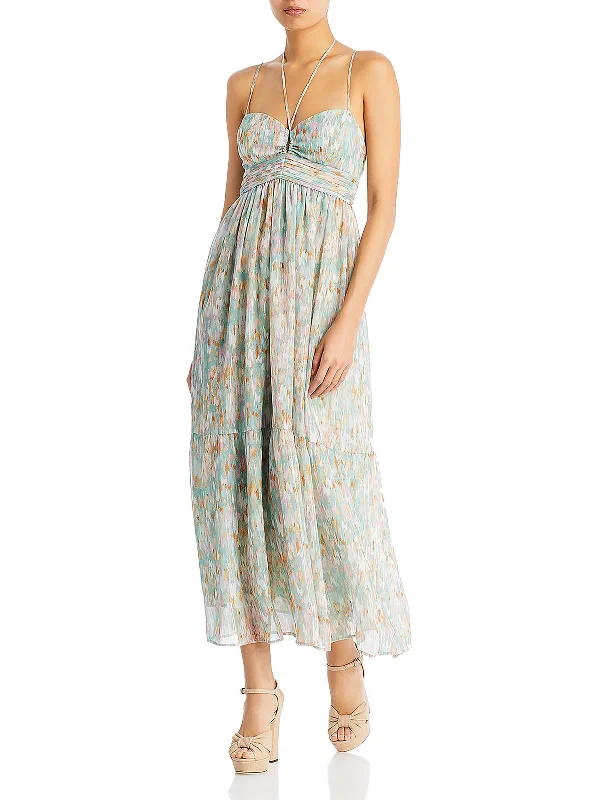 Wrap - Style Women Dress with Adjustable Fit for All Body Types Wrap - Style Women Dress with Adjustable Fit for All Body Types Womens Pintuck Metallic Maxi Dress