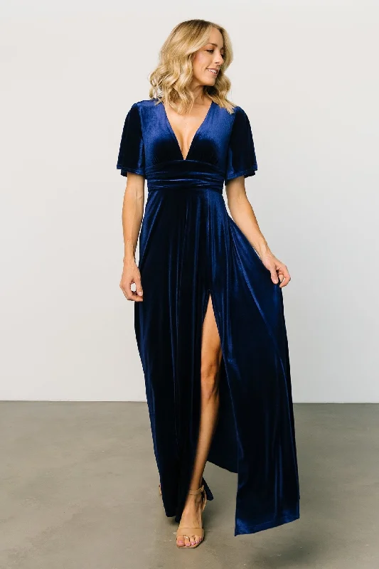 Berenice Velvet Maxi Dress | Navy