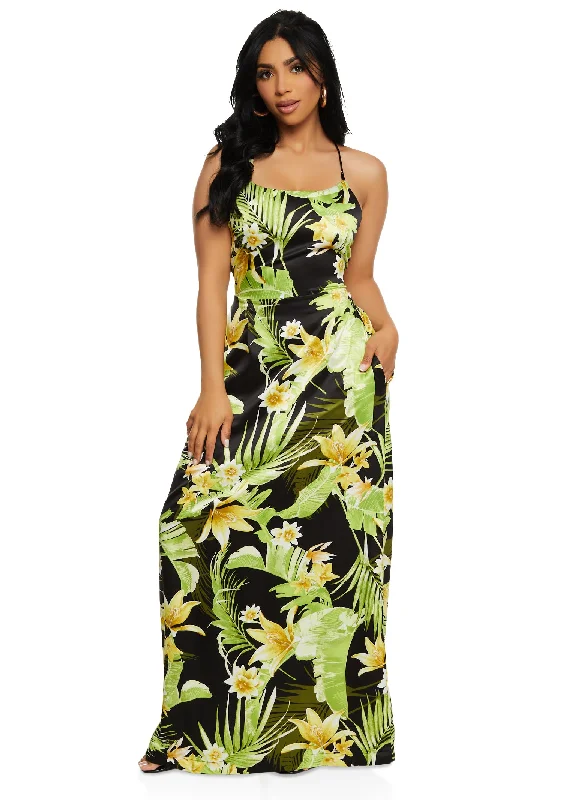 Haute Monde Tropical Print Cami Maxi Dress