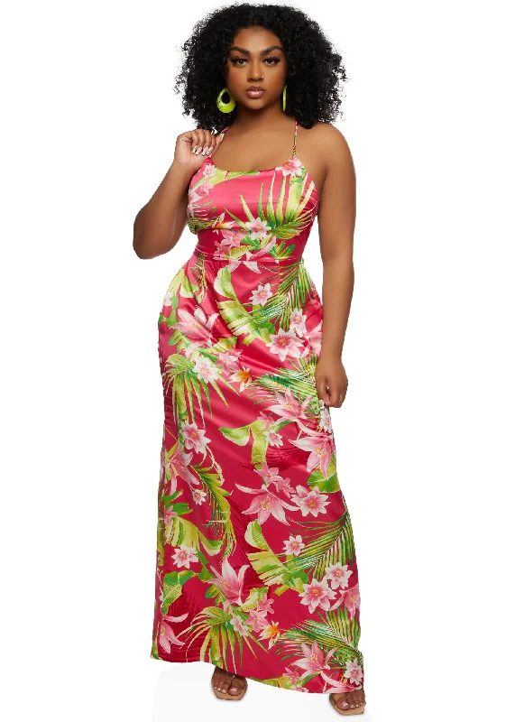 Haute Monde Tropical Print Cami Maxi Dress