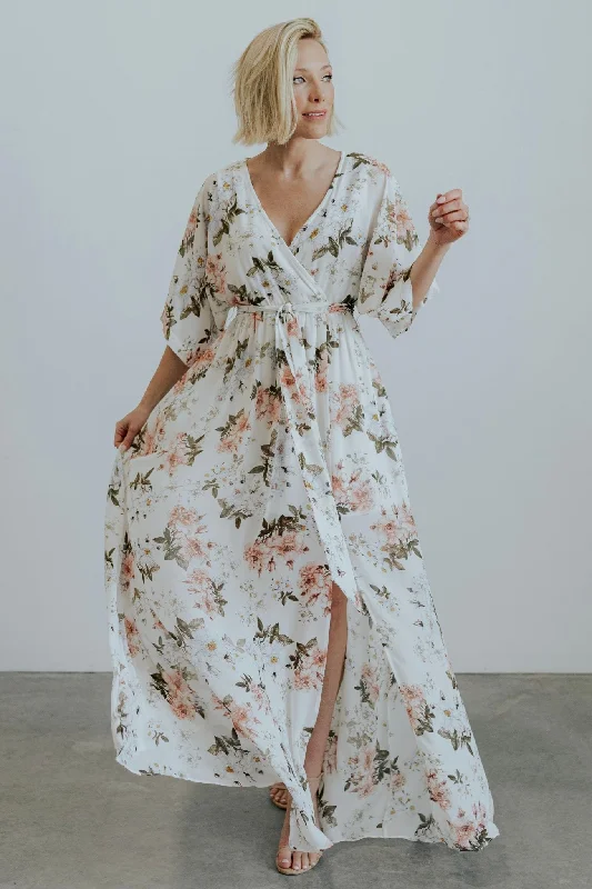 Kia Kimono Maxi Dress | White Floral