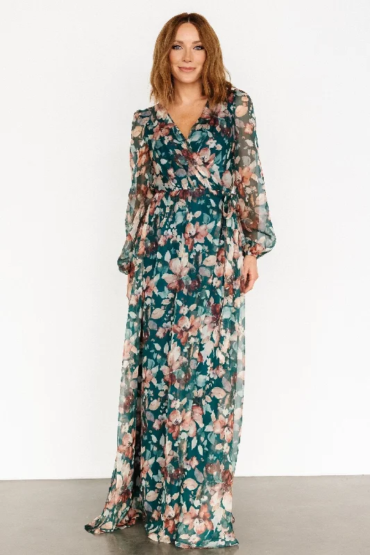 Maura Wrap Maxi Dress | Emerald Floral