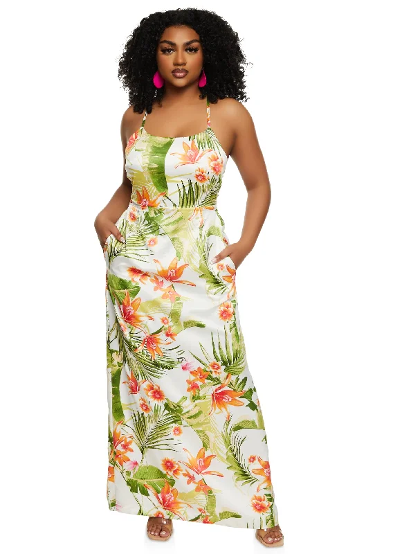 Haute Monde Tropical Print Cami Maxi Dress