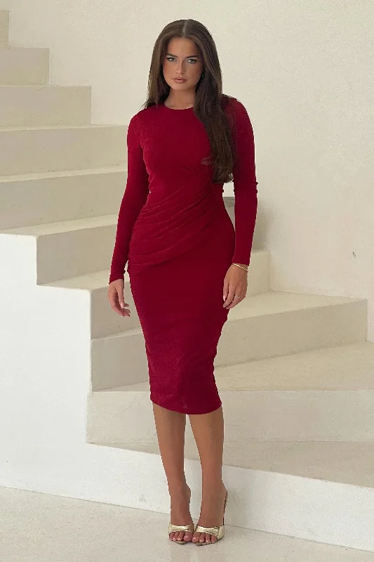Midi dresses with polka dot prints for a playful summer outfitAntonia Wine Wrap Midi Dress Midi dresses with polka dot prints for a playful summer outfitAntonia Wine Wrap Midi Dress