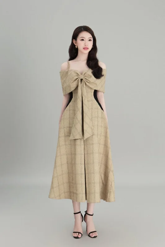 Ellie A-line Bow Felt Midi Dress