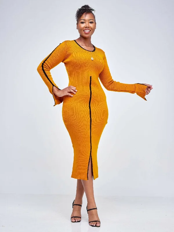 Elsie Glamour Zainabu Knit Dress - Mustard