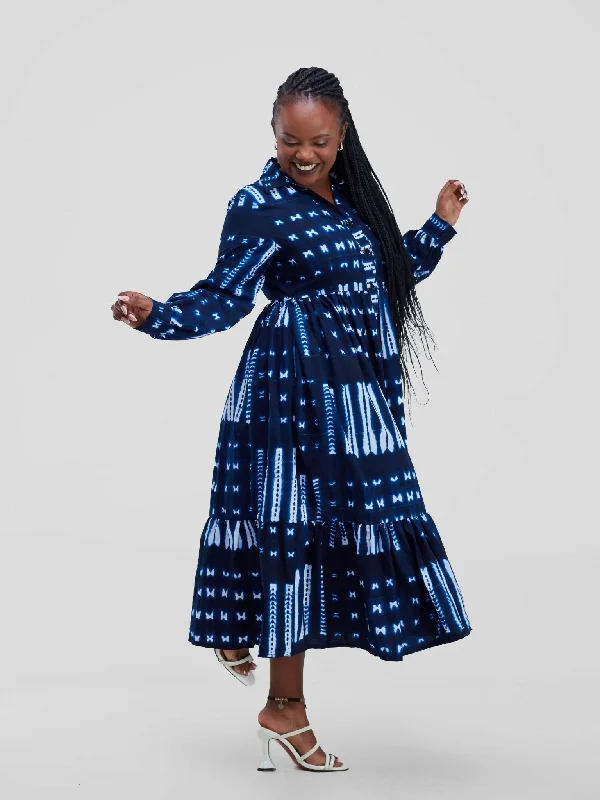 Izulu Kenderi Midi Dress - Navy Blue