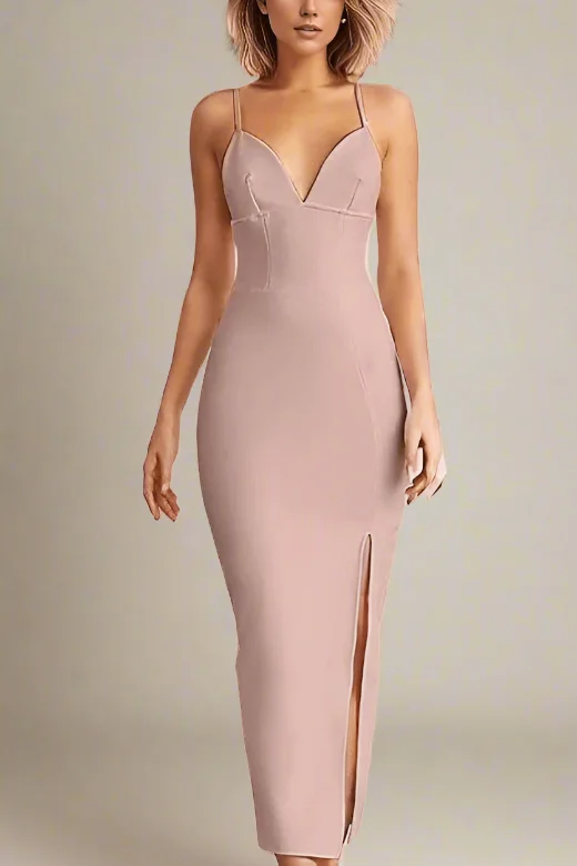 Milan Bandage Midi Dress - Nude