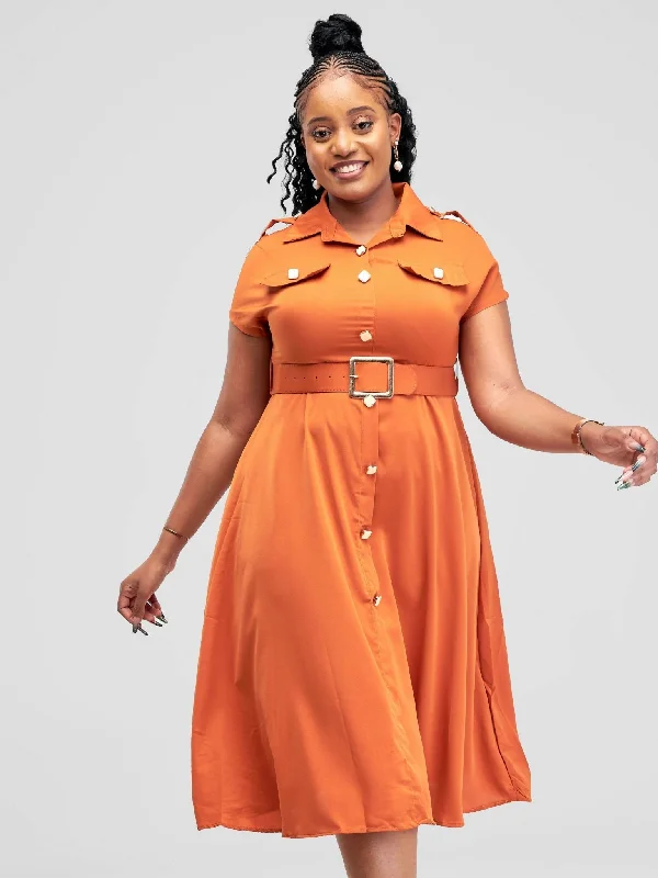 Stylish Sisters Midi Dress - Orange