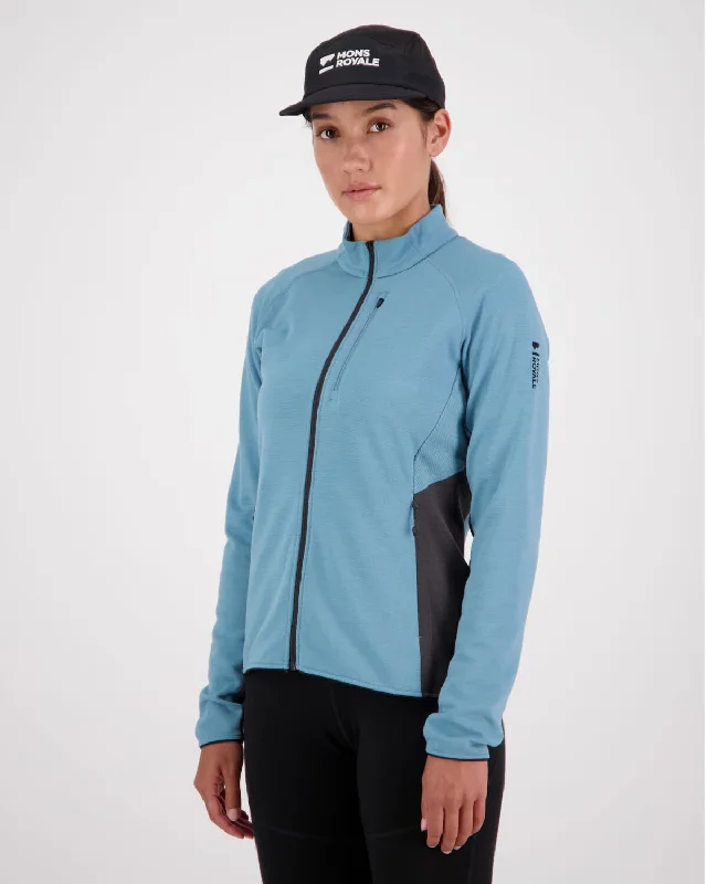 Women's cropped sweatshirt with a lace - trimmed hem for a romantic lookApproach Merino Gridlock Jacket - Ash Blue / Shale Women's cropped sweatshirt with a lace - trimmed hem for a romantic lookApproach Merino Gridlock Jacket - Ash Blue / Shale