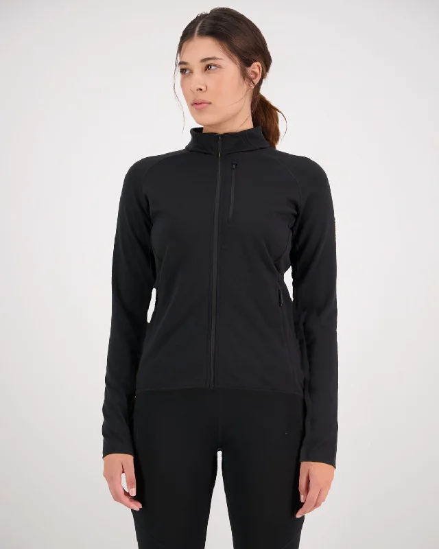 Women's pullover hoodie with a side slit for a modern and relaxed fitApproach Merino Gridlock Jacket - Black Women's pullover hoodie with a side slit for a modern and relaxed fitApproach Merino Gridlock Jacket - Black