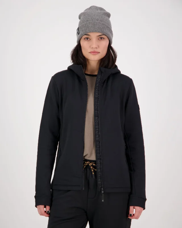 Women's crew - neck sweatshirt in a heather gray shade for a classic and versatile optionArcadia Merino Fleece Hoody - Black Women's crew - neck sweatshirt in a heather gray shade for a classic and versatile optionArcadia Merino Fleece Hoody - Black