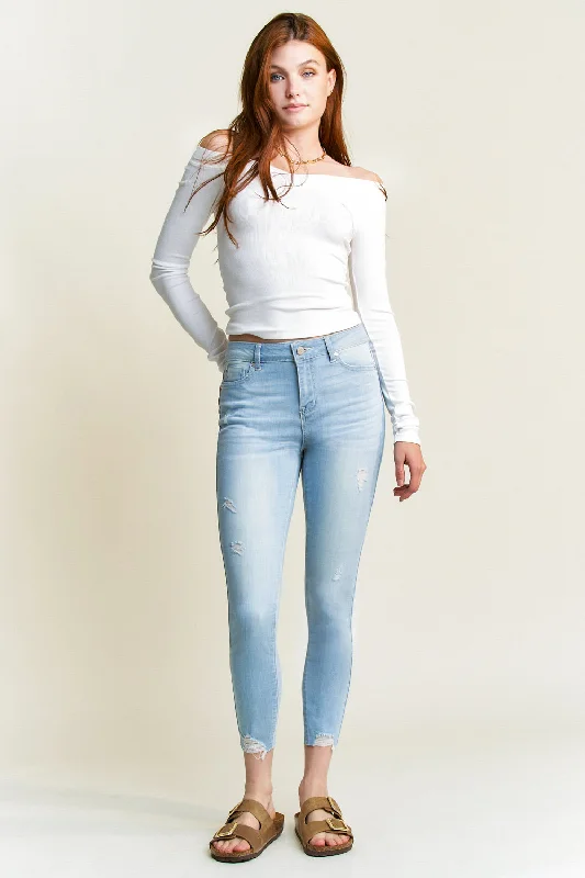 High Rise Ankle Skinny Jeans