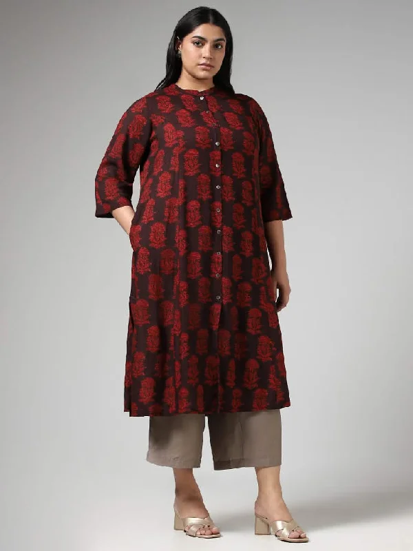 Women's straight - leg lounge pants Mom jeans for a nostalgic and casual look Diza Maroon Floral Printed Kurta Women's straight - leg lounge pants Mom jeans for a nostalgic and casual look Diza Maroon Floral Printed Kurta