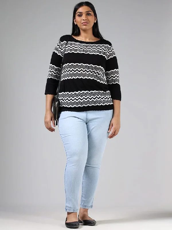 Women's pants for music festivals Ripped women jeans for a rebellious and fashion - forward style Gia Black & White Chevron Striped Sweater Women's pants for music festivals Ripped women jeans for a rebellious and fashion - forward style Gia Black & White Chevron Striped Sweater