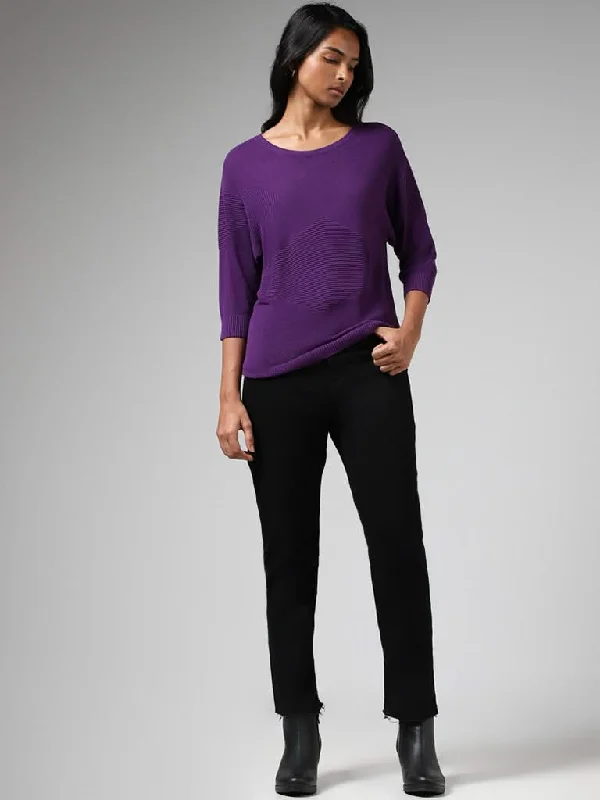 Women's pants with mesh panels Jeggings women jeans combining the comfort of leggings and style of jeans LOV Purple Crisscross Striped Sweater Women's pants with mesh panels Jeggings women jeans combining the comfort of leggings and style of jeans LOV Purple Crisscross Striped Sweater