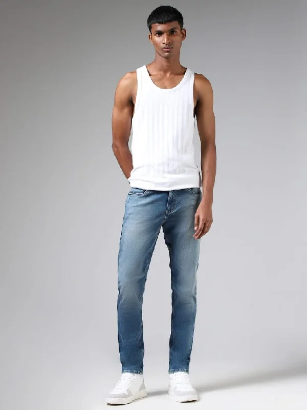 Women's checked casual pants Skinny women jeans with a form - fitting design Nuon Blue Slim - Fit Mid - Rise Jeans Women's checked casual pants Skinny women jeans with a form - fitting design Nuon Blue Slim - Fit Mid - Rise Jeans