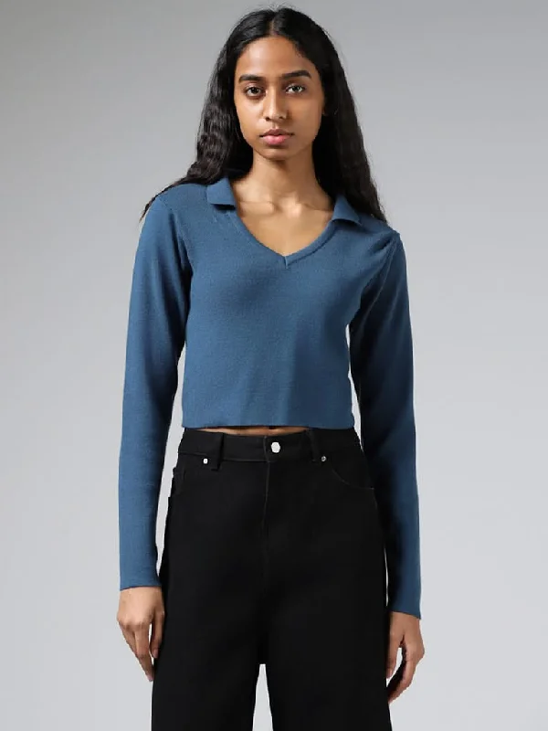 Women's skinny jeans pants High - waisted women jeans for a flattering silhouette Nuon Navy Blue Collar Neck Knit Top Women's skinny jeans pants High - waisted women jeans for a flattering silhouette Nuon Navy Blue Collar Neck Knit Top