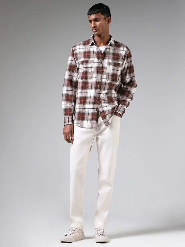 Women's kids - inspired printed pants Colored women jeans in vibrant hues like red and yellow Nuon Off-White Straight - Fit Mid - Rise Jeans Women's kids - inspired printed pants Colored women jeans in vibrant hues like red and yellow Nuon Off-White Straight - Fit Mid - Rise Jeans