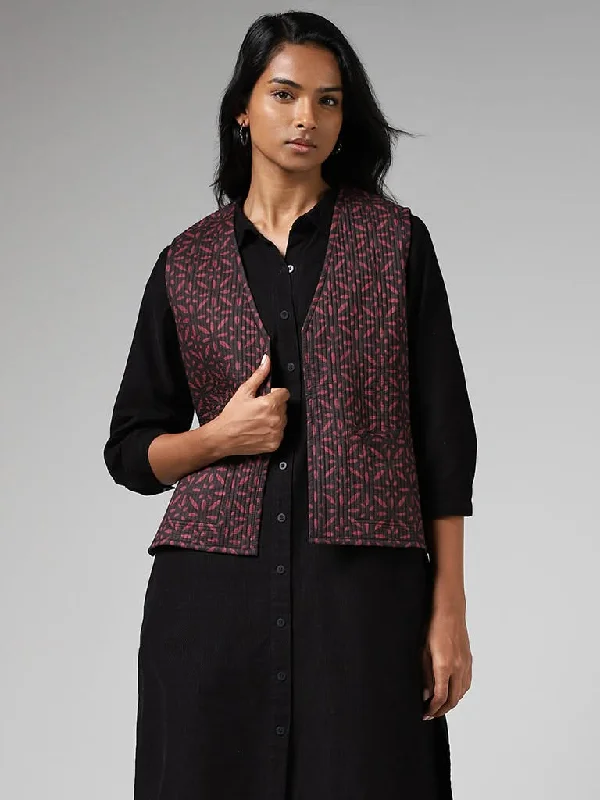 Women's high - waisted yoga pants Skinny women jeans with a form - fitting design Utsa Charcoal Grey Printed Cotton Quilted Reversible Jacket Women's high - waisted yoga pants Skinny women jeans with a form - fitting design Utsa Charcoal Grey Printed Cotton Quilted Reversible Jacket