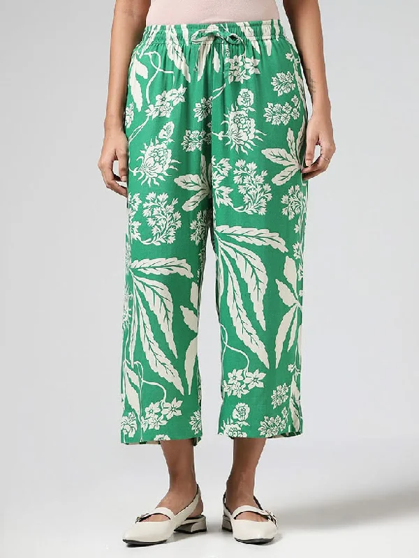 Women's wide - leg dress pants Bootcut women jeans to complement various shoe styles Utsa Green Floral Printed Wide-Leg Pants Women's wide - leg dress pants Bootcut women jeans to complement various shoe styles Utsa Green Floral Printed Wide-Leg Pants