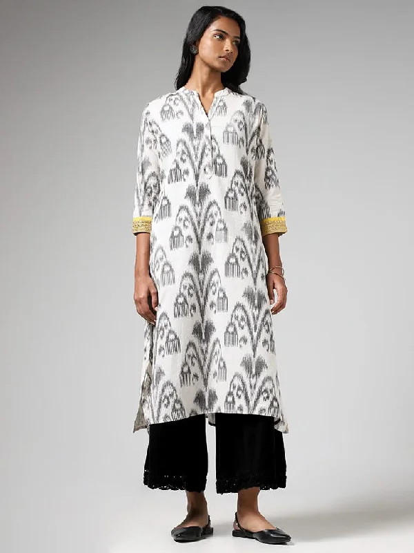 Women's pants with anti - odor properties Stretch women jeans for enhanced mobility and comfort Utsa Off White Ikkat Printed A-Line Kurta Women's pants with anti - odor properties Stretch women jeans for enhanced mobility and comfort Utsa Off White Ikkat Printed A-Line Kurta