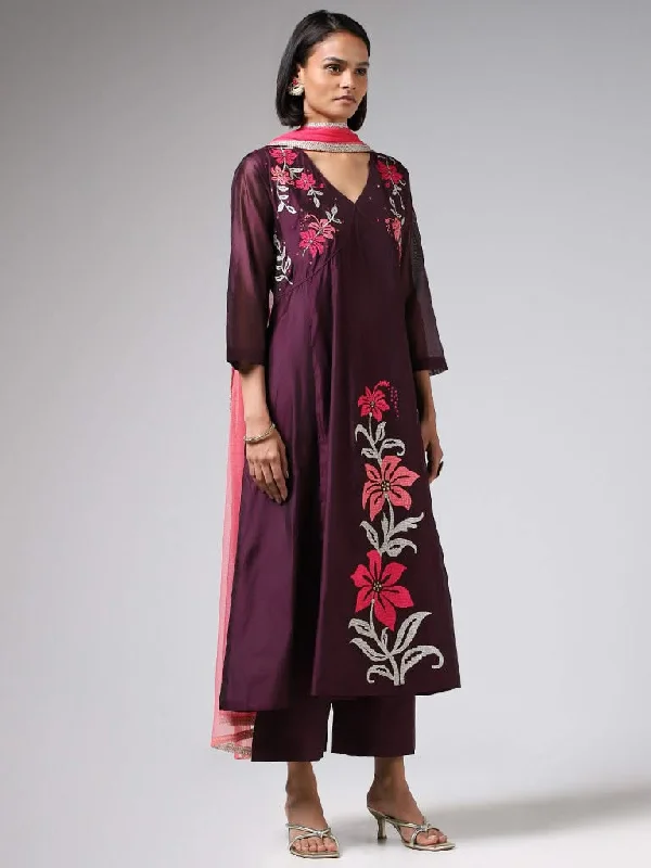 Women's pants for dancing Acid - wash women jeans with a retro finish Vark Purple Floral Embroidered Kurta, Pants & Dupatta Set Women's pants for dancing Acid - wash women jeans with a retro finish Vark Purple Floral Embroidered Kurta, Pants & Dupatta Set