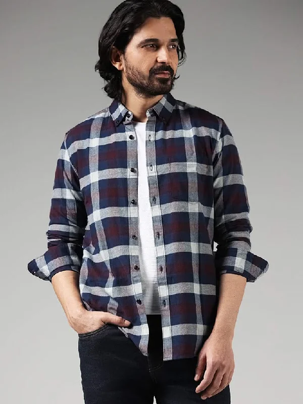 Women's expensive designer pants Dark - wash women jeans for a sophisticated and slimming effect WES Casuals Wine Checked Cotton Slim-Fit Shirt Women's expensive designer pants Dark - wash women jeans for a sophisticated and slimming effect WES Casuals Wine Checked Cotton Slim-Fit Shirt