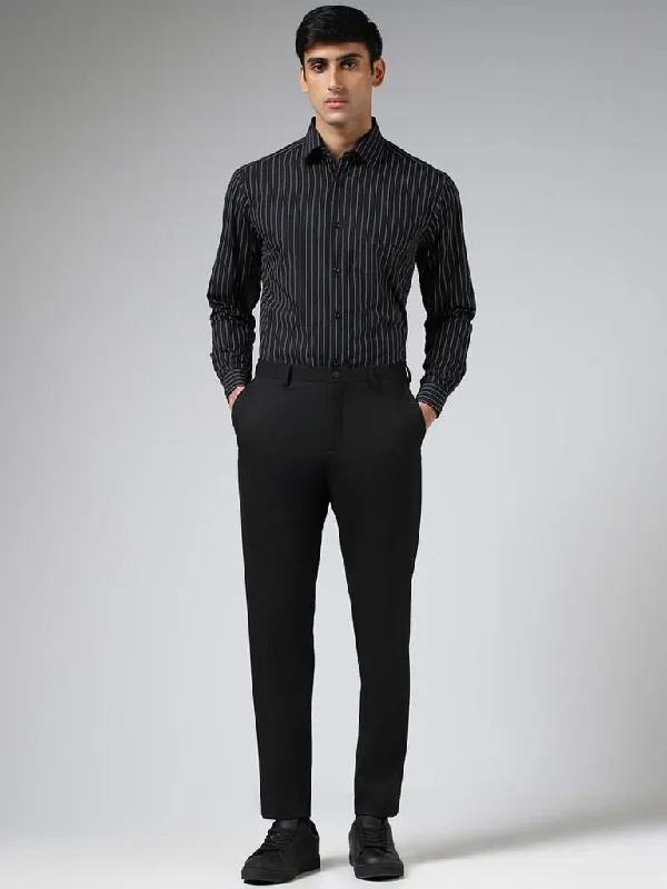 Women's sustainable fashion pants Jeggings women jeans combining the comfort of leggings and style of jeans WES Formals Solid Black Slim-Fit Mid-Rise Trousers Women's sustainable fashion pants Jeggings women jeans combining the comfort of leggings and style of jeans WES Formals Solid Black Slim-Fit Mid-Rise Trousers