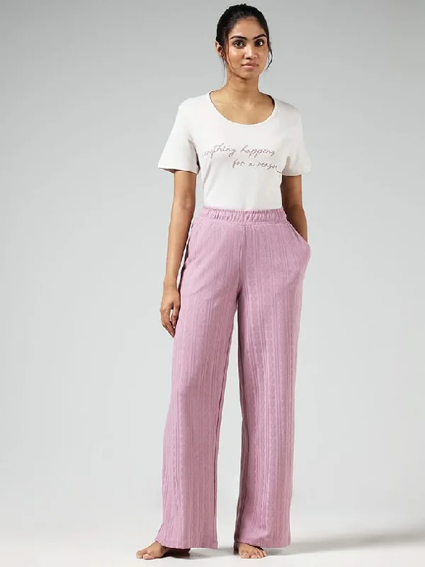 Women's long - sleeve jumpsuit pants Straight - leg women jeans with a classic and timeless appeal Wunderlove Nude Pink Self Textured Pyjamas Women's long - sleeve jumpsuit pants Straight - leg women jeans with a classic and timeless appeal Wunderlove Nude Pink Self Textured Pyjamas