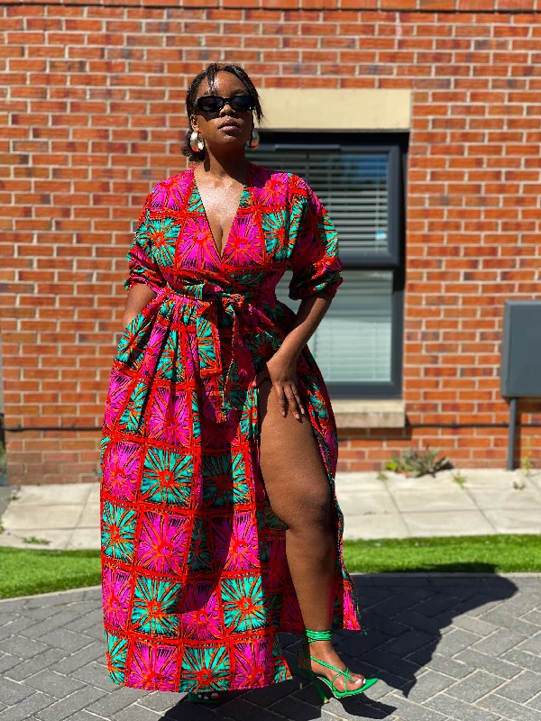 Animal print maxi dresses for a statement - making outfitBiston Ankara Maxi Dress | Pink and Green African Print Animal print maxi dresses for a statement - making outfitBiston Ankara Maxi Dress | Pink and Green African Print