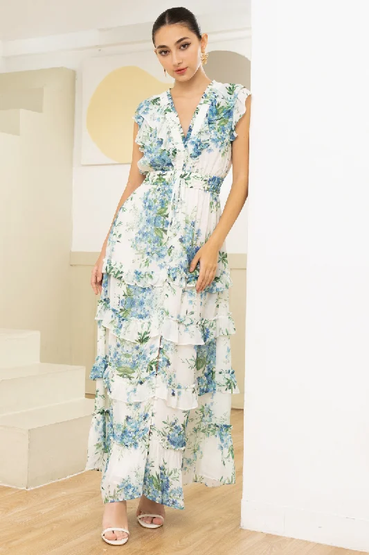 Maxi dresses with a ruffled neckline for a charming lookCECILE MAXI DRESS