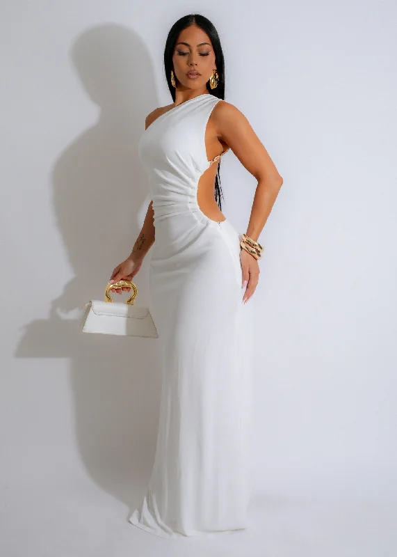 Maxi dresses with ribbed textures for a unique and tactile lookDual Elegance Maxi Dress White Maxi dresses with ribbed textures for a unique and tactile lookDual Elegance Maxi Dress White