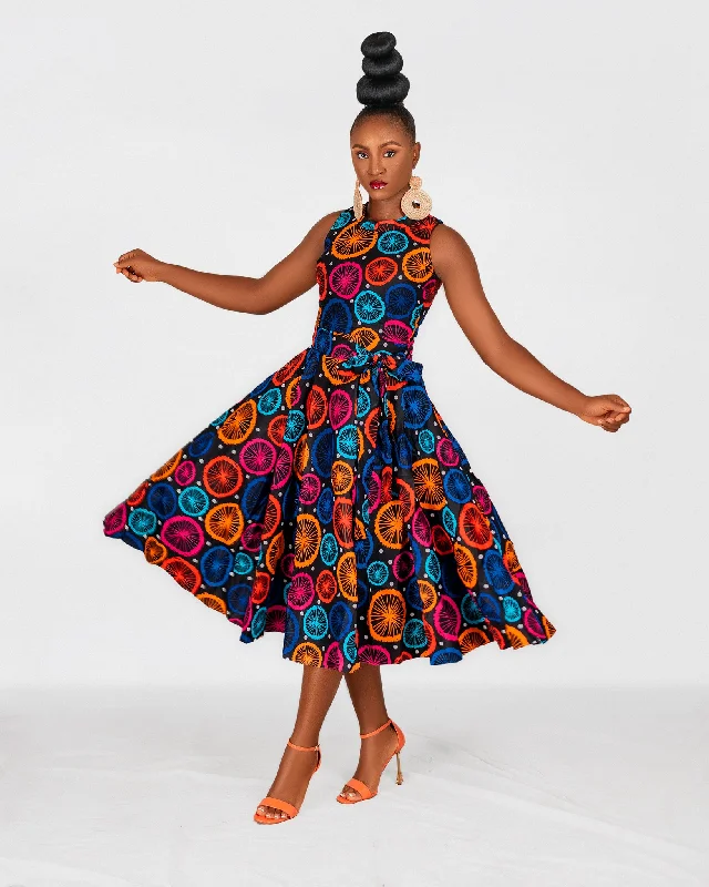 Maxi dresses with a ruffled neckline for a charming lookHabibi Midaxi Dress | Multicolored African Print Maxi dresses with a ruffled neckline for a charming lookHabibi Midaxi Dress | Multicolored African Print