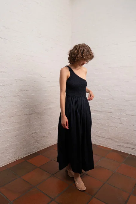 Satin maxi dresses with a high - low hem for a modern twistJuni Dress | Navy