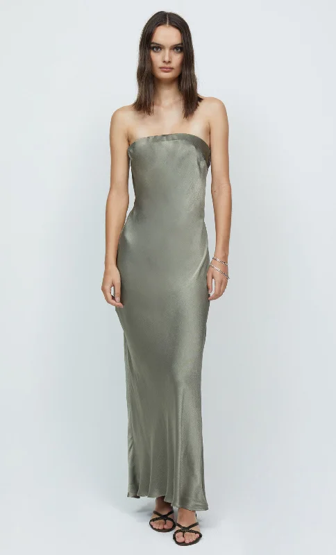 Maxi dresses with beaded embellishments for a fancy and luxurious eventMOON DANCE STRAPLESS DRESS - DARK OLIVE Maxi dresses with beaded embellishments for a fancy and luxurious eventMOON DANCE STRAPLESS DRESS - DARK OLIVE