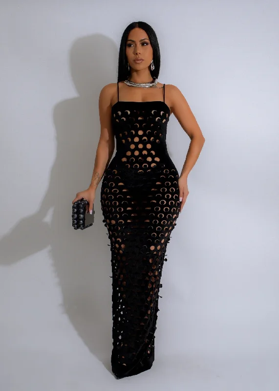 Leather maxi dresses for an edgy and bold appearanceNocturnal Whispers Velvet Maxi Dress Black Leather maxi dresses for an edgy and bold appearanceNocturnal Whispers Velvet Maxi Dress Black
