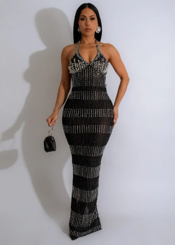 Maxi dresses with a ruched bodice for a more form - fitting and feminine shapeOn To The Next Rhinestones Maxi Dress Black Maxi dresses with a ruched bodice for a more form - fitting and feminine shapeOn To The Next Rhinestones Maxi Dress Black