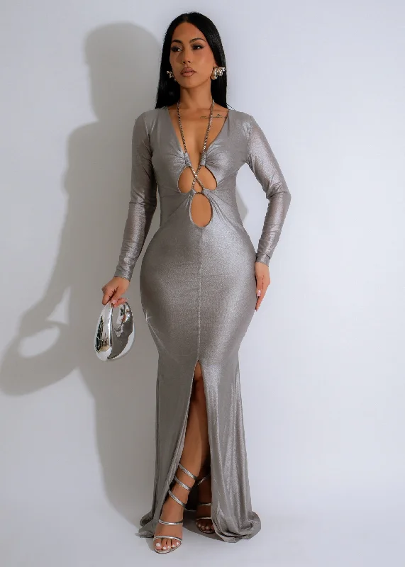 Maxi dresses with pocket details for added functionalityScarlet Mirage Mesh Maxi Dress Silver Maxi dresses with pocket details for added functionalityScarlet Mirage Mesh Maxi Dress Silver