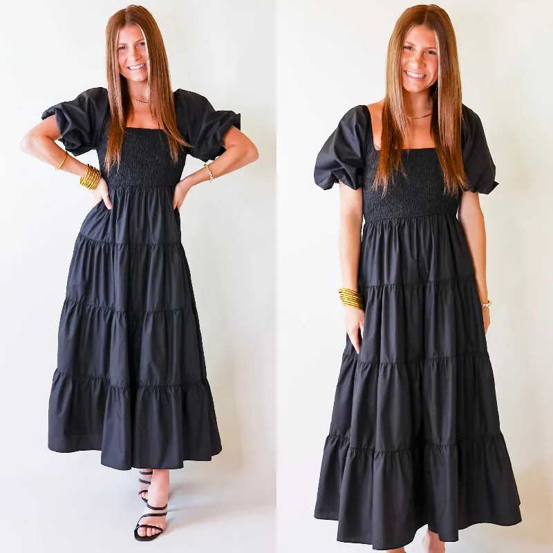 Maxi dresses with thin spaghetti straps for a delicate and feminine feelSantorini Sunshine Short Balloon Sleeve Maxi Dress in Black Maxi dresses with thin spaghetti straps for a delicate and feminine feelSantorini Sunshine Short Balloon Sleeve Maxi Dress in Black