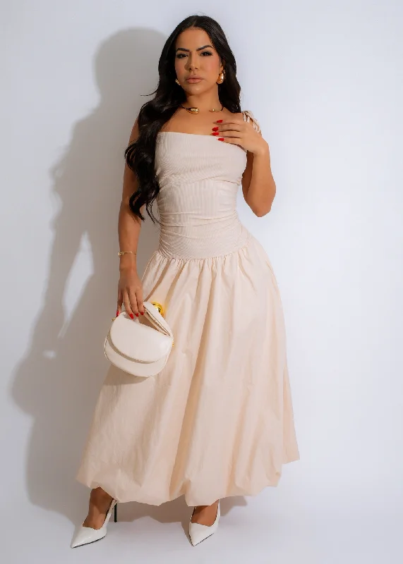 Maxi dresses with embroidered floral motifs for a unique designWhispering Drapes Ruched Ribbed Maxi Dress Nude Maxi dresses with embroidered floral motifs for a unique designWhispering Drapes Ruched Ribbed Maxi Dress Nude