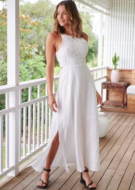 Maxi dresses with cold - shoulder cutouts for a trendy lookMaxi White open back Dress Nyra Maxi dresses with cold - shoulder cutouts for a trendy lookMaxi White open back Dress Nyra