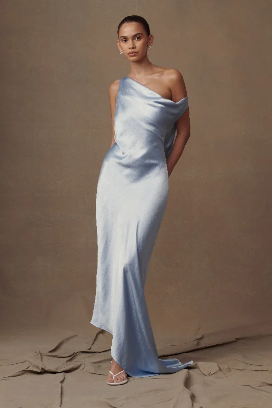 Maxi dresses with a belted empire waist for a more defined and flattering silhouetteYvette Slip Maxi Dress With Asymmetrical Hem - Cornflower Blue Maxi dresses with a belted empire waist for a more defined and flattering silhouetteYvette Slip Maxi Dress With Asymmetrical Hem - Cornflower Blue