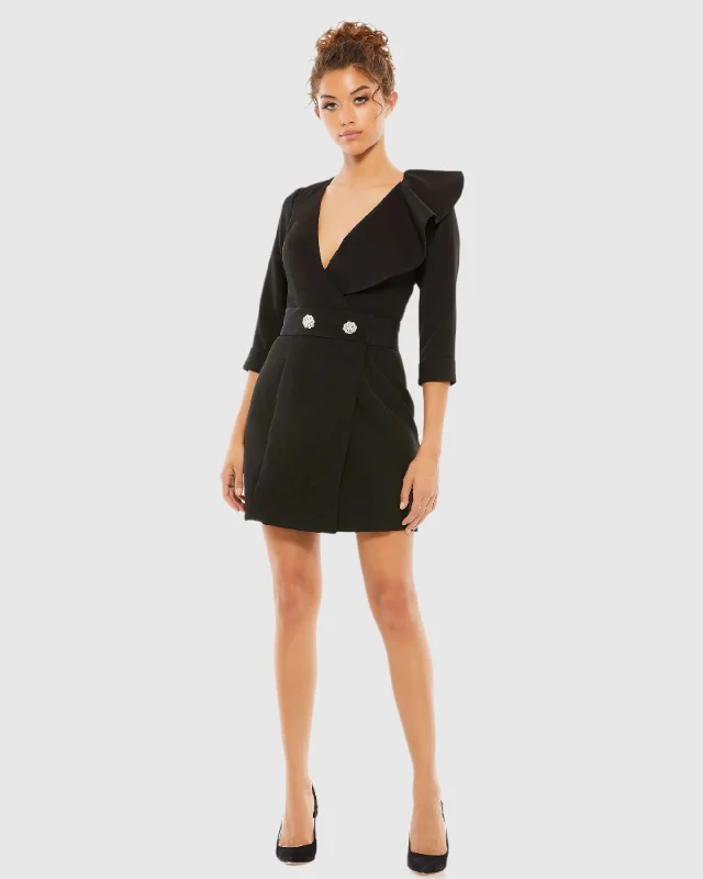 Ruffled Faux Tuxedo Mini Dress