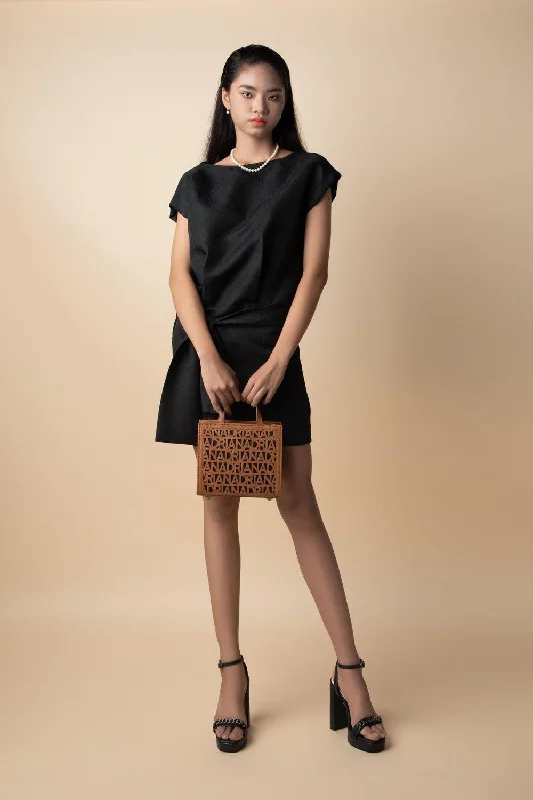 Mini dresses with asymmetric hems for a fashion - forward lookEsther Straight Twisted Brocade Mini Dress Mini dresses with asymmetric hems for a fashion - forward lookEsther Straight Twisted Brocade Mini Dress