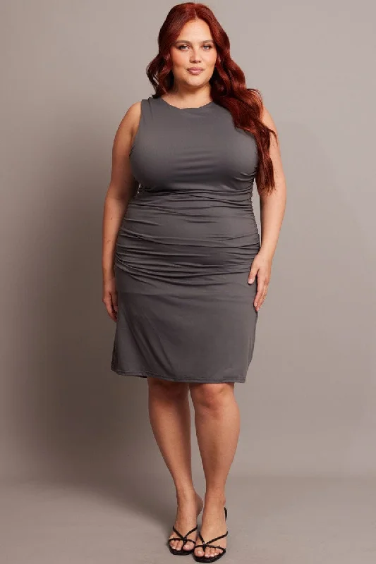 Mini dresses with one - shoulder designsGrey Mini Dress Sleeveless Crew Neck Supersoft Mini dresses with one - shoulder designsGrey Mini Dress Sleeveless Crew Neck Supersoft